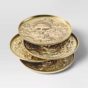 Halloween nwt 4pk skull Metal Coasters Gold - Threshold